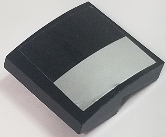 Slope, Curved 2 x 2 x 2/3 with Silver and Black Rectangles Pattern Model Left Side (Sticker) - Set 70615
