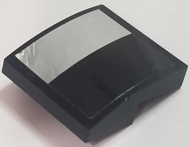 Slope, Curved 2 x 2 x 2/3 with Silver and Black Rectangles Pattern Model Right Side (Sticker) - Set 70615