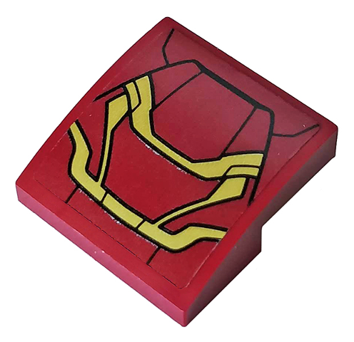 Slope, Curved 2 x 2 x 2/3 with Dark Red and Gold Armor Plates Pattern (Sticker) - Set 76104