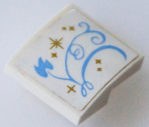 Slope, Curved 2 x 2 x 2/3 with Gold Stars and Medium Blue Vine with Leaf Pattern Side A (Sticker) - Set 41146