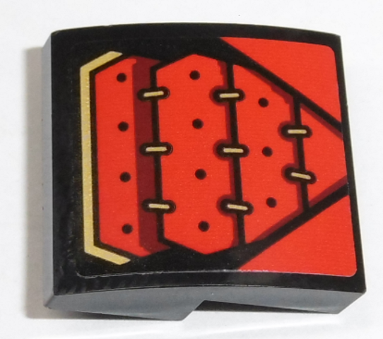Slope, Curved 2 x 2 x 2/3 with Red Armor with 8 Gold Links Pattern (Sticker) - Set 70665