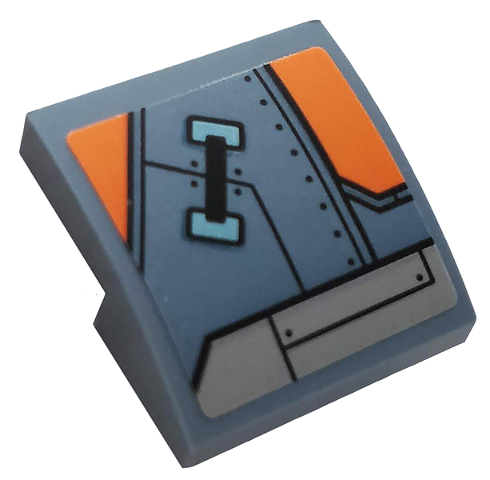 Slope, Curved 2 x 2 x 2/3 with Orange and Light Bluish Gray Hull Plates Pattern Model Right Side (Sticker) - Set 76102