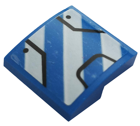 Slope, Curved 2 x 2 x 2/3 with Black Lines and White Danger Stripes Pattern Model Left Side (Sticker) - Set 76125