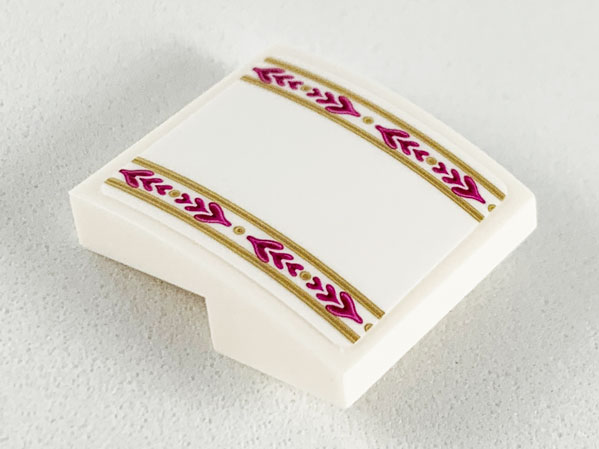 Slope, Curved 2 x 2 x 2/3 with Ornate Magenta and Gold Stripes Pattern (Sticker) - Set 41164