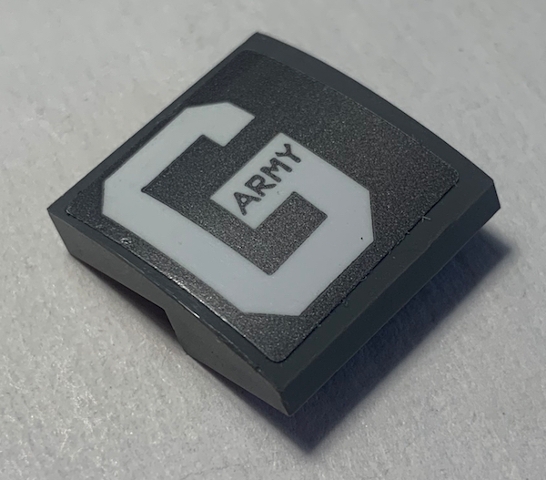 Slope, Curved 2 x 2 x 2/3 with 'ARMY' on White Letter G Pattern (Sticker) - Set 70613