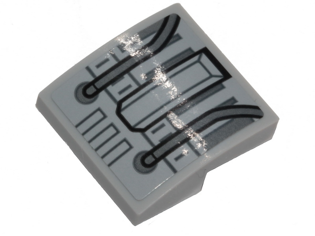 Slope, Curved 2 x 2 x 2/3 with SW Millennium Dark Bluish Gray Wires and Panels Pattern (Sticker) - Set 75257