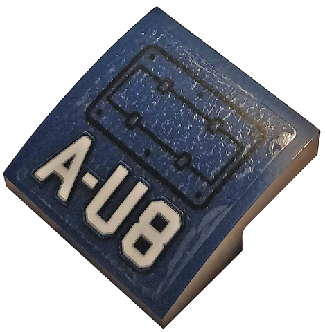 Slope, Curved 2 x 2 x 2/3 with White 'A-U8' and Hull Plate Pattern (Sticker) - Set 76144