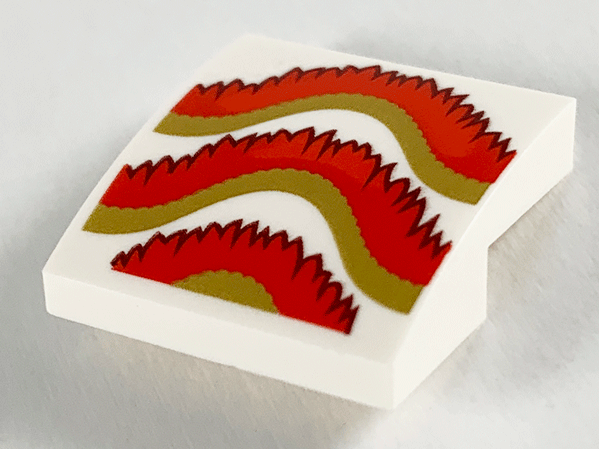 Slope, Curved 2 x 2 x 2/3 with Dark Red, Red, and Gold Fringe Pattern