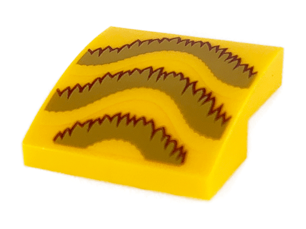 Slope, Curved 2 x 2 x 2/3 with Gold and Dark Red Fringe Pattern