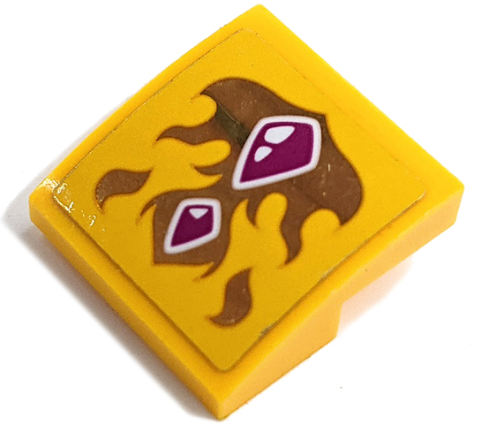 Slope, Curved 2 x 2 x 2/3 with Pink Diamonds and Gold Flames Pattern (Sticker) - Set 41192