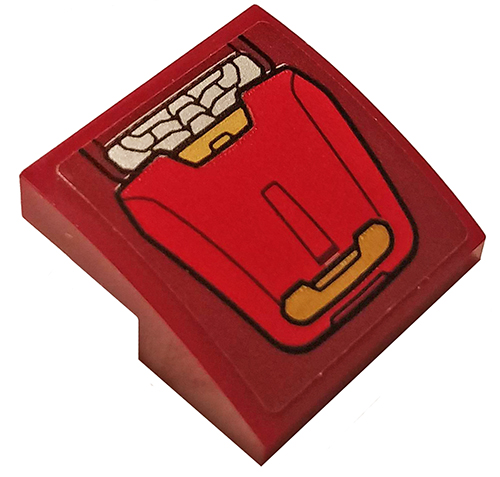 Slope, Curved 2 x 2 x 2/3 with Gold, Silver and Red Armor Plates Pattern 2 (Sticker) - Set 76140