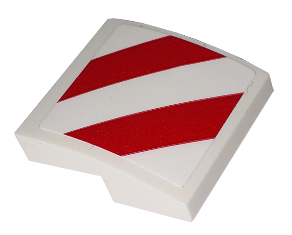 Slope, Curved 2 x 2 x 2/3 with Red/White Danger Stripes Pattern Model Right Side (Sticker) - Set 60198