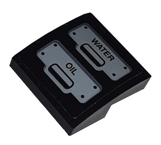 Slope, Curved 2 x 2 x 2/3 with 'WATER' and 'OIL' on Dark Bluish Gray Panels Pattern (Sticker) - Set 60198