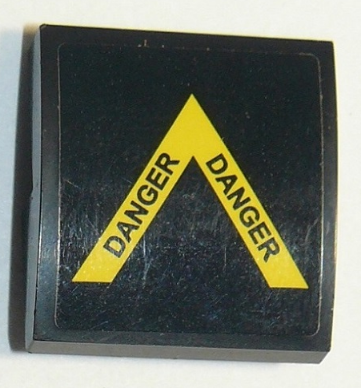 Slope, Curved 2 x 2 x 2/3 with Yellow Arrow with Black 'DANGER' on Black Background Pattern (Sticker) - Set 60207
