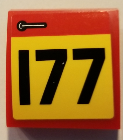 Slope, Curved 2 x 2 x 2/3 with Door Handle and Black Number 177 on Yellow Background Pattern Model Right Side (Sticker) - Set 75894