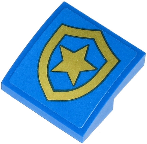 Slope, Curved 2 x 2 x 2/3 with Gold Police Star Badge Logo with Black Border Pattern (Sticker) - Set 60243