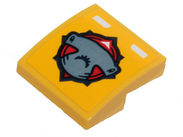 Slope, Curved 2 x 2 x 2/3 with Hammerhead Shark Head, Red Compass Rose on Yellow Background Pattern (Sticker) - Set 60264
