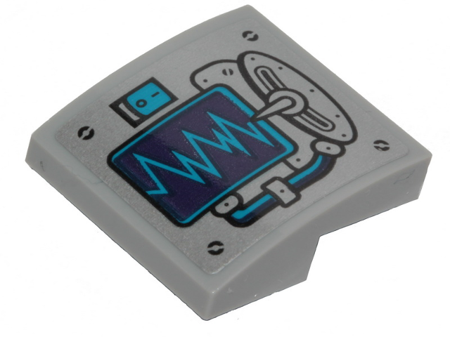 Slope, Curved 2 x 2 x 2/3 with Seismometer and Dark Azure Graph Pattern (Sticker) - Set 70433