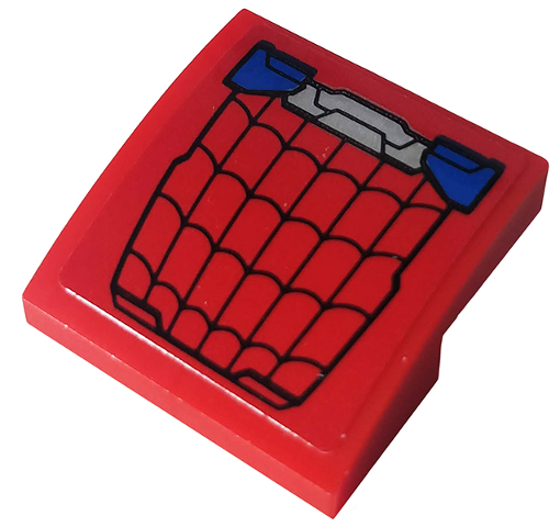 Slope, Curved 2 x 2 x 2/3 with Black Spider Web and Blue and Silver Hull Plates Pattern (Sticker) - Set 76148