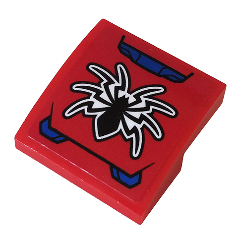 Slope, Curved 2 x 2 x 2/3 with Black Spider and Blue Hull Plates Pattern (Sticker) - Set 76163