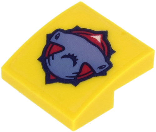 Slope, Curved 2 x 2 x 2/3 with Hammerhead Shark Head, Red Compass Rose on Transparent Background Pattern (Sticker) - Set 60265