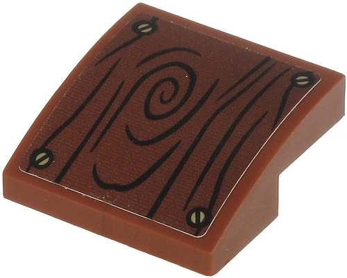 Slope, Curved 2 x 2 x 2/3 with Wood Grain and 4 Screws on Reddish Brown Background Pattern (Sticker) - Set 71705