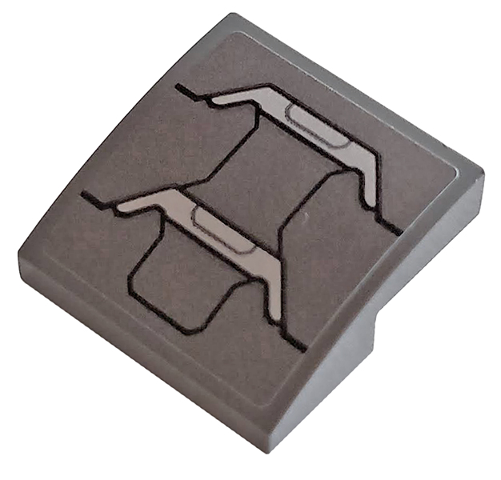 Slope, Curved 2 x 2 x 2/3 with Hull Plates Pattern (Sticker) - Set 76124