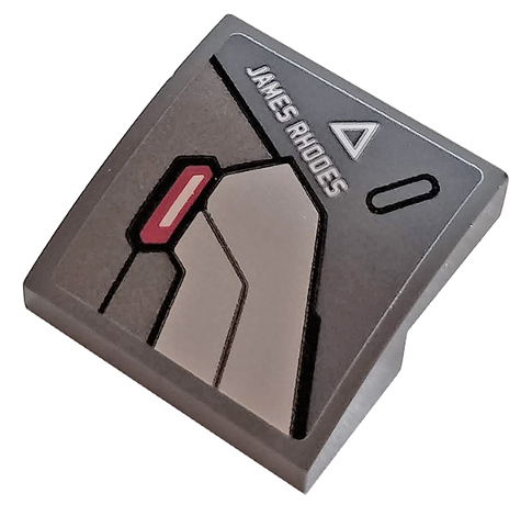 Slope, Curved 2 x 2 x 2/3 with 'JAMES RHODES', Hull Plate, Red Light and White Triangle Pattern (Sticker) - Set 76124