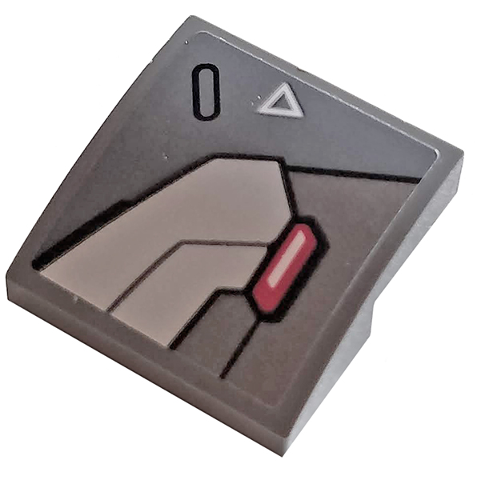 Slope, Curved 2 x 2 x 2/3 with Hull Plate, Red Light and White Triangle Pattern (Sticker) - Set 76124