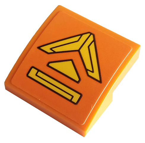 Slope, Curved 2 x 2 x 2/3 with Yellow Hull Plates and Triangle Pattern (Sticker) - Set 76107