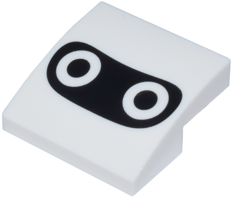 Slope, Curved 2 x 2 x 2/3 with Circle Eyes on Black Background Pattern (Super Mario Blooper Face)