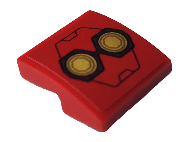 Slope, Curved 2 x 2 x 2/3 with Two Gold Rings and Iron Man Hulkbuster Armor Pattern (Sticker) - Set 76164