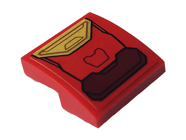 Slope, Curved 2 x 2 x 2/3 with Gold and Dark Red Iron Man Hulkbuster Armor Pattern (Sticker) - Set 76164