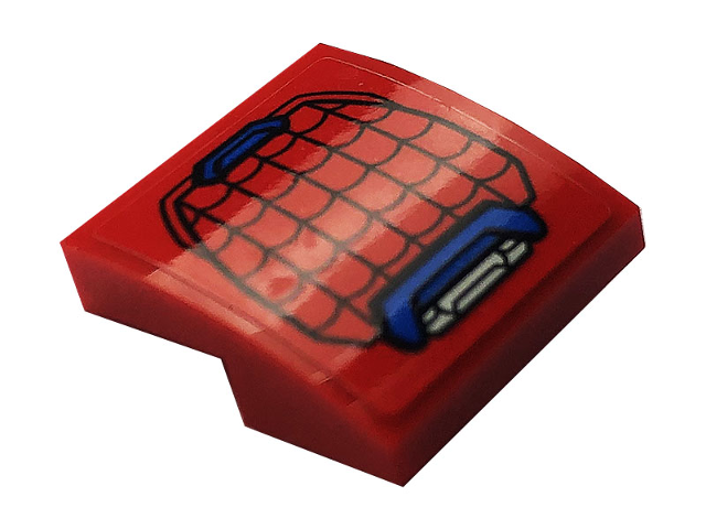 Slope, Curved 2 x 2 x 2/3 with Blue and Silver Spider-Man Mech Shoulder Armor and Web Pattern (Sticker) - Set 76146