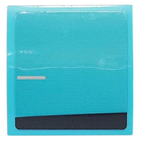 Slope, Curved 2 x 2 x 2/3 with Black Stripe and Silver Line on Medium Azure Background Pattern Model Left Side (Sticker) - Set 76898