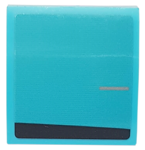 Slope, Curved 2 x 2 x 2/3 with Black Stripe and Silver Line on Medium Azure Background Pattern Model Right Side (Sticker) - Set 76898