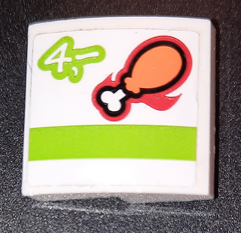 Slope, Curved 2 x 2 x 2/3 with Drumstick, Lime Stripe and Number 4 Pattern (Sticker) - Set 60110