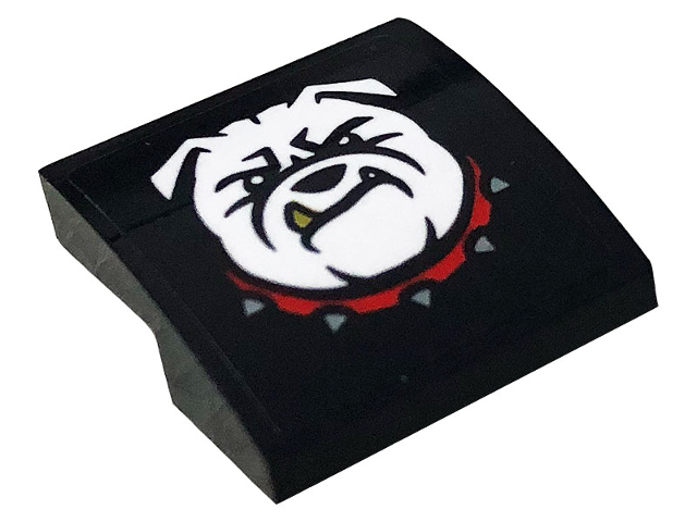 Slope, Curved 2 x 2 x 2/3 with White Bulldog Pattern (Sticker) - Set 60242