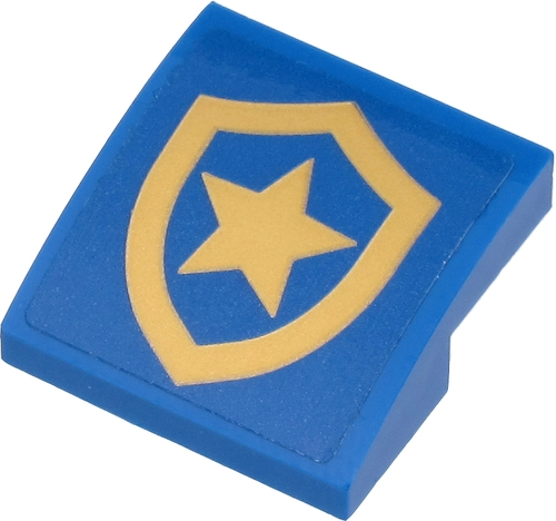 Slope, Curved 2 x 2 x 2/3 with Gold Police Star Badge Logo Pattern (Sticker) - Sets 60271 / 60315