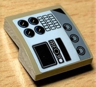 Slope, Curved 2 x 2 x 2/3 with Gauges and Buttons Truck Control Panel Pattern (Sticker) - Set 42078
