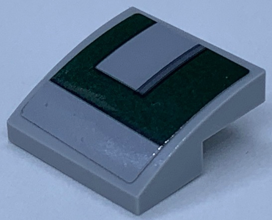 Slope, Curved 2 x 2 x 2/3 with Dark Green Panel on Light Bluish Gray Background Pattern Model Left Side (Sticker) - Set 75243