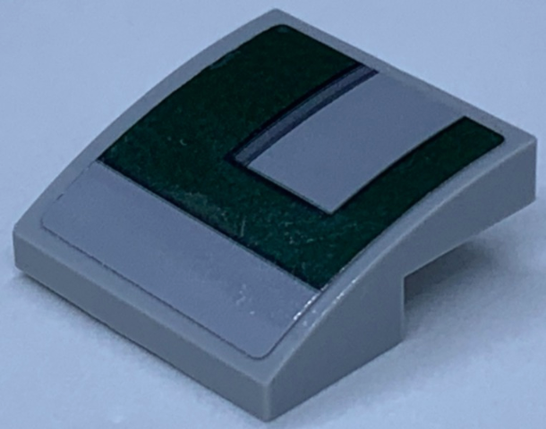 Slope, Curved 2 x 2 x 2/3 with Dark Green Panel on Light Bluish Gray Background Pattern Model Right Side (Sticker) - Set 75243