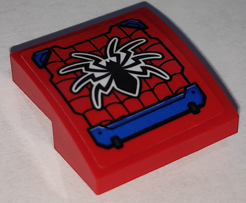 Slope, Curved 2 x 2 x 2/3 with Black Spider and Webbing with Blue Hull Plates Pattern (Sticker) - Set 76151