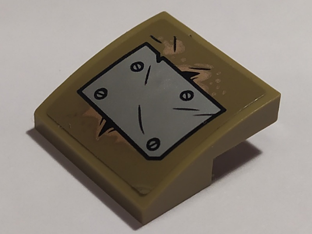 Slope, Curved 2 x 2 x 2/3 with Silver Plates and 4 Rivets Pattern (Sticker) - Set 76054