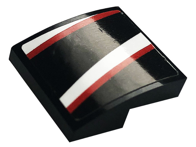 Slope, Curved 2 x 2 x 2/3 with Black, Red and White Stripes Pattern Model Left Side (Sticker) - Set 76896