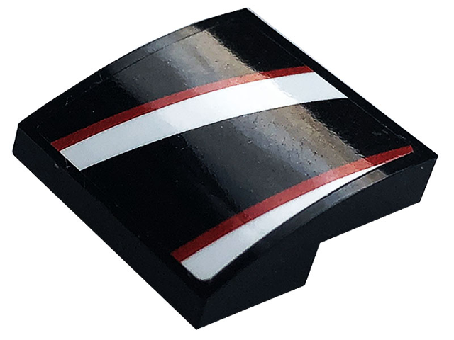 Slope, Curved 2 x 2 x 2/3 with Black, Red and White Stripes Pattern Model Right Side (Sticker) - Set 76896