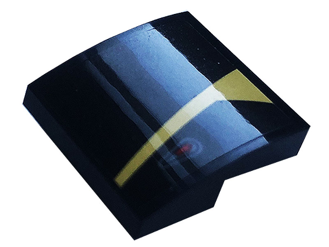 Slope, Curved 2 x 2 x 2/3 with Gold Stripe and Red Dot Pattern Model Right Side (Sticker) - Set 76899