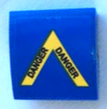 Slope, Curved 2 x 2 x 2/3 with Yellow Arrow with Black 'DANGER' on Blue Background Pattern (Sticker) - Set 60208