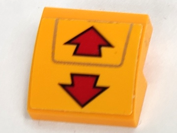 Slope, Curved 2 x 2 x 2/3 with 2 Red Arrows Pattern (Sticker) - Set 60162