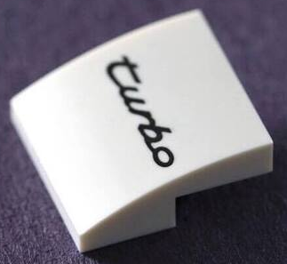 Slope, Curved 2 x 2 x 2/3 with Black 'turbo' Pattern